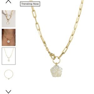 Gold Chain Necklace with pearl hibiscus Flower by James Michelle. Sold out